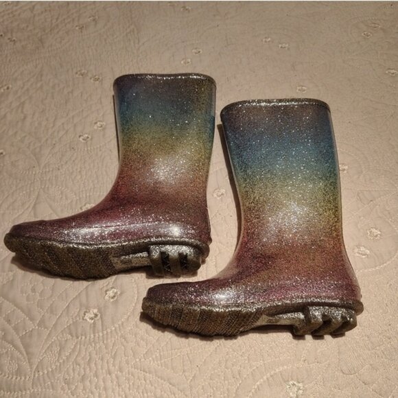 Sparkly Multicolor Kids Rain Boots - Picture 1 of 8